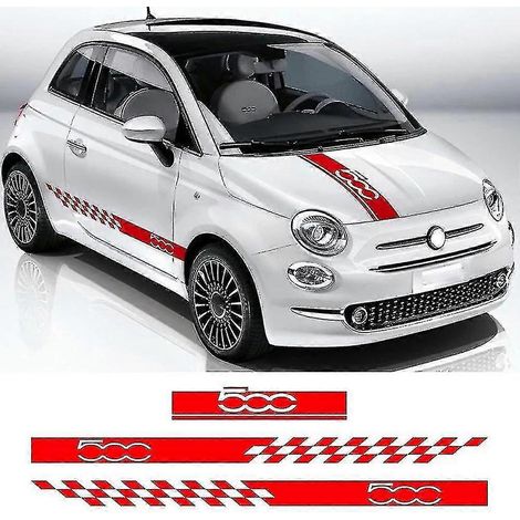 1 Satz Dekorativer Aufkleber Für Motorhaube, Türen Und Schweller Des Fiat 500 (rote Vinylfolie).