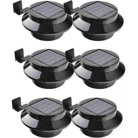 Set Mit 6 Schwarzen Solar-led-leuchten Für Dachrinnen, Zäune, Dächer, Gärten, Höfe Und Wände.