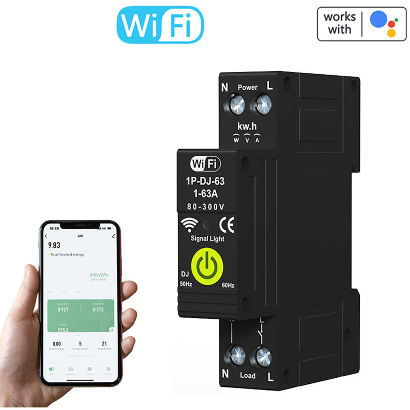 Tuya Smart Wifi-leistungsschalter Mit Zähler – Timer, Bidirektionale Pv-energiemessung, Automatische Wiedereinschaltung, Kompatibel Mit Alexa – Prepaid-funktion – Crezuo