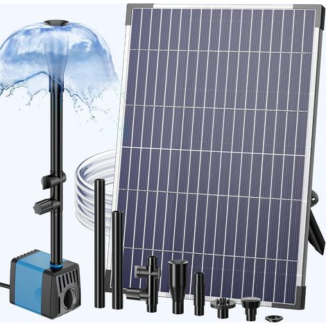 Billing 7,5-w-solarbrunnen Mit Solarpumpe, Solarpumpe Für Fischteiche Und Gärten Mit 12 Düsen Und Schlauch, Solarbrunnen Für Teiche, Schwimmbecken Und Speichertanks