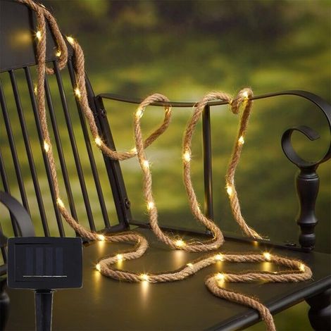 10 M Lange, Wasserdichte Jute-solar-lichterkette Mit 200 Leds Für Den Außenbereich, Innenräume, Terrasse, Pool, Schlafzimmer, Wohnzimmer, Gartenbeleuchtung Und Weihnachtsbaumschmuck