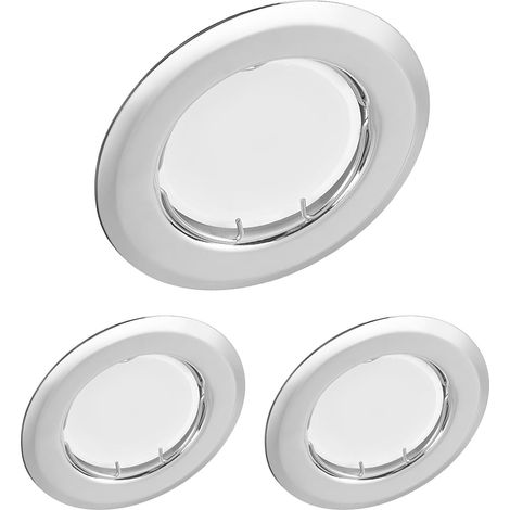 Verchromte Led-einbaustrahler, 3 X 3 W Gu10-module, Warmweiß 3000 K, Runde Deckeneinbauleuchten, 320 Lm, Entspricht Einer 35-w-lampe, Dimmbar, 120° Abstrahlwinkel, 220 V, 55 Mm Led-einbaustrahler