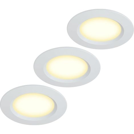Set Mit 3 Ultraflachen Led-einbaustrahlern Für Möbel - 12 V - 3 W - Ausschnittmaße: 55 Mm - Mit 2 M Kabel - Ip44 - Für Spiegelschränke, Vitrinen, Möbel Und Kleiderschränke (stahl)