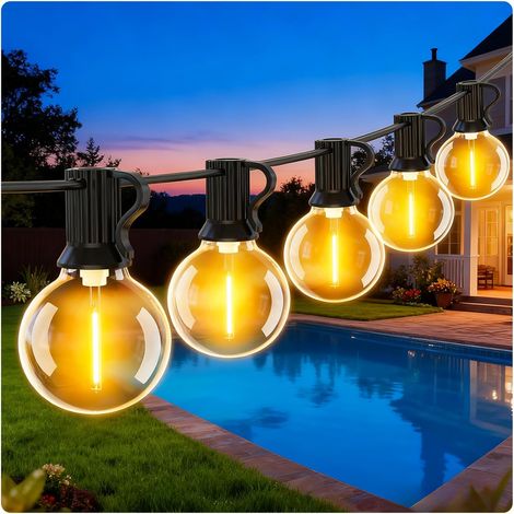 Lichterkette Für Den Außenbereich – 9 M – Mit G40-led-lampen, Bruchsicher, Wasserdicht, Verbindbar, Für Terrasse, Garten, Balkon, Warmweiß
