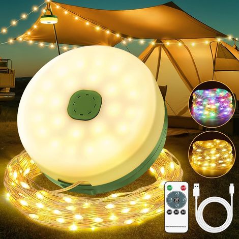 10 M Lange, Einziehbare Lichterkette Für Camping, Usb-wiederaufladbar, 2500 Mah, 9 Leuchtmodi, Ipx4 Wasserdicht Für Zelt, Garten, Wandern, Weihnachten, Innen- Und Außendekoration