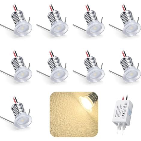 Mini-led-strahler 12v 1w Rgb, Ip65 Wasserdicht, Kleine Lampen Mit 220v-transformator, 15mm Einbaustrahler Für Möbel, Nachtlichter, Schränke, Treppen (warmweiß)