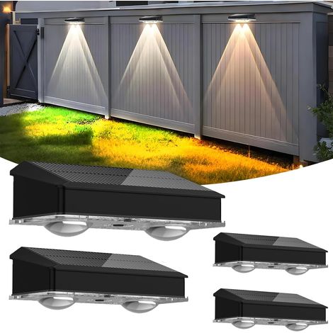 Set Mit 4 Solar-wandleuchten Für Den Außenbereich, Ip65 Wasserdichte Solar-wandleuchten Mit Linsentechnologie, 3 Farbmodi, Led-beleuchtung Für Garten, Zaun, Terrasse, Treppe