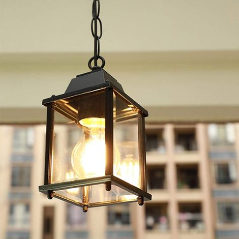 Industrielle Vintage-pendelleuchte, E27-fassung, Schwarz, Wasserdichter Außenleuchter, Außenbeleuchtung Für Gärten, Flure, Veranden