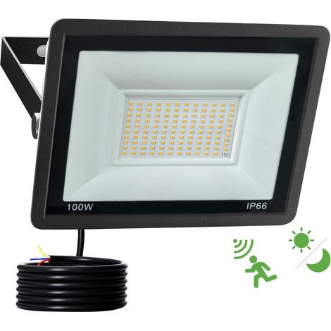 100-w-led-außenstrahler Mit Bewegungsmelder, 10.000 Lm, 3000 K Led-außenstrahler Mit Radar- Und Dämmerungssensor, Ip66 Wasserdicht, 120 Leds, Sicherheitsbeleuchtung Für Garten, Hof Und Garage