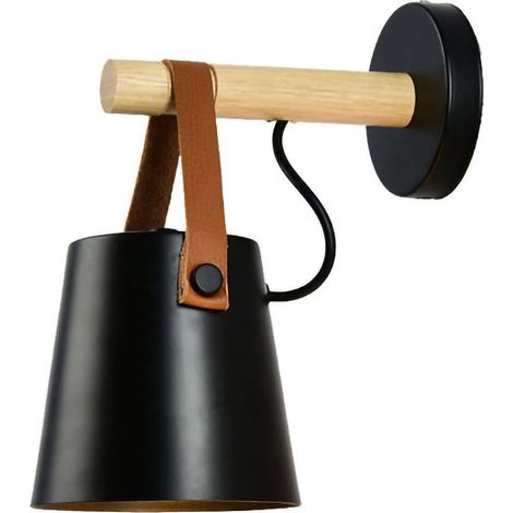 Wandleuchte Aus Holz, Modern Und Schlicht, Nachtlicht, Wohnaccessoire, Für Flur, Nachttisch, Schwarz