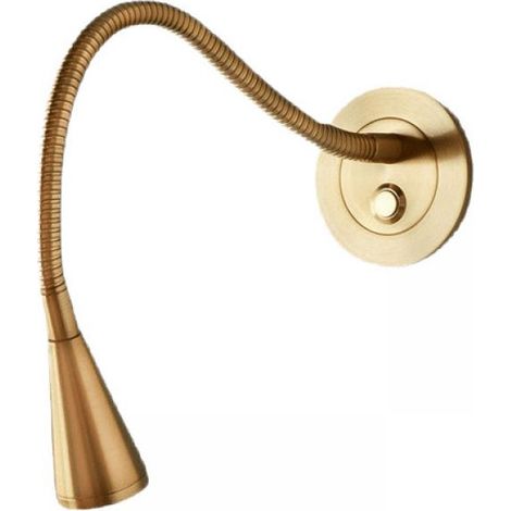 Wandleuchte, Flexibler Schwanenhals, Druckknopfschalter, 3000k Licht, Gold/nickel-finish, Für Schlafzimmer