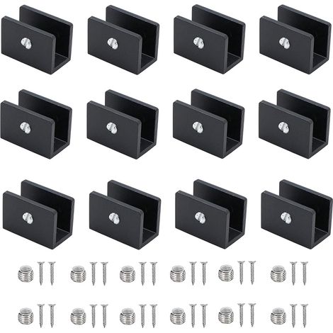 12-teiliges Glasklemmen-set, Aluminium-regalträger, Verstellbar 8–10 Mm, Vitrinenbefestigung, Für Badezimmer