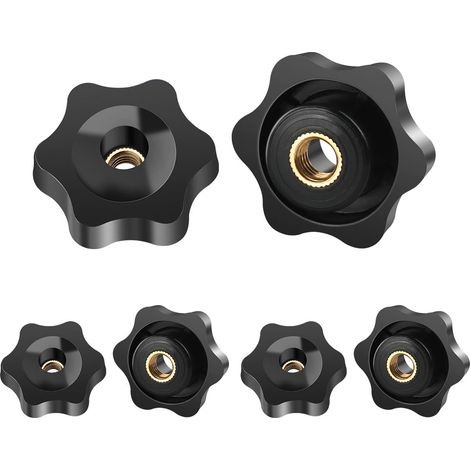 Apex 6-teiliges Set Sterngriffmuttern M5, 25 Mm Außendurchmesser, Gerändeltes Rändelrad, Gerändelte Schrauben, Gerändeltes Gewinde, Klemmknopf Für Maschinen, Werkzeugmaschinen, Fitnessgeräte, Möbel