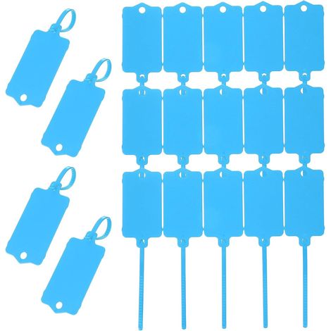 Apex 100 Stück Blanko-etiketten Aus Wasserfestem Kunststoff, Versandetiketten, Wiederverwendbar, Beschreibbar Mit Reißverschlussbefestigung Zur Gepäckkennzeichnung, Blau, 6,3 X 3,7 Cm