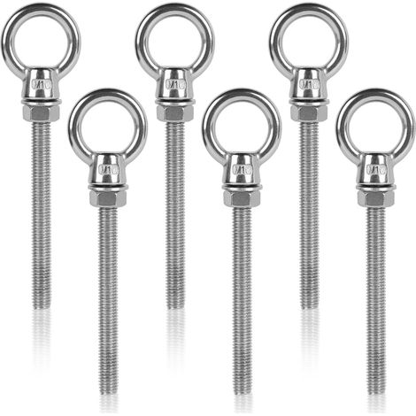Apex 6 X M10 X 100 Mm Ringschrauben, Lange Ringschrauben Aus Edelstahl 304, 10 Mm Durchmesser, Mit Ring,