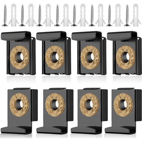 Apex 8-teiliges Spiegelmontage-set, Schwarze Wandspiegelhalterungen, Verstellbare Spiegelbefestigungen, Mit 8 Schrauben Und 8 Dübeln, Für Zuhause Und Büro