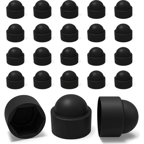 Apex 20er-pack M12-mutternkappen – 19-mm-schlüsselweite – Schwarze Kunststoffkappen – Rostschutz Und Saubere Oberfläche Für Heimwerker