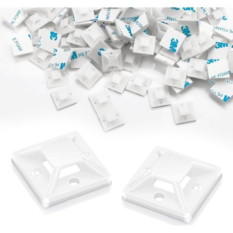 Apex 120 Stück Selbstklebende Kabelbinder, 20 Mm X 20 Mm, Selbstklebende Kabelclips, Kabelklemmen, Elektrische Kunststoffbefestigungen Für Kabelbinder (weiß)