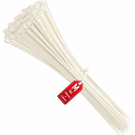 Apex Kabelbinder 300 Mm X 4,8 Mm, Kabelbinder, Nylon-kabelbinder, 300 Mm Kabelbinder, Weiß, 100er-packung
