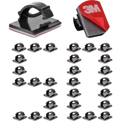 Apex 50 Stück Robuste Kabelclips, Selbstklebende Kabelbinder Mit 3m-klebeband, Kabelmanagement-organizer, Verstellbarer Kabelhalter Für Zuhause, Büro, Autoladegerät (schwarz)
