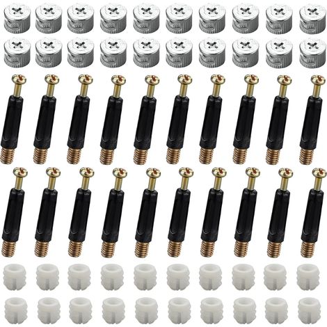 Apex Packung Mit 40 (120 Stück) M15 Exzenterschrauben, M6 X 40 Mm Dübel Mit Vormontierten Muttern Für Schränke/kleiderschränke/schubladen/kommoden