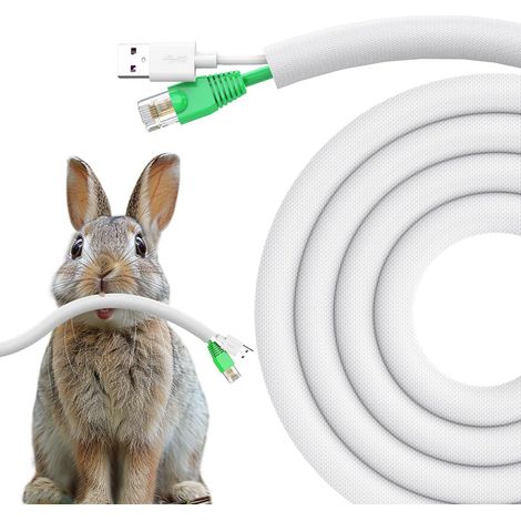 Apex Kabelschutz Für Hunde Und Katzen, 3 Meter – 9,5 Mm Kabelschutzschlauch, Schützt Kabel Vor Haustierkauen, Dehnbarer, Geflochtener Kabelschutzschlauch, Weiß