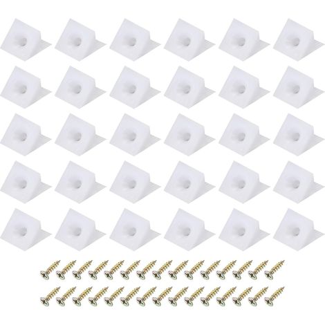 Apex 30 Stück 90°-winkelverbinder Aus Kunststoff, 14 X 15 X 10 Mm, Rechtwinklige Regalträger Mit Schrauben Für Schränke Und Regale, Weiß