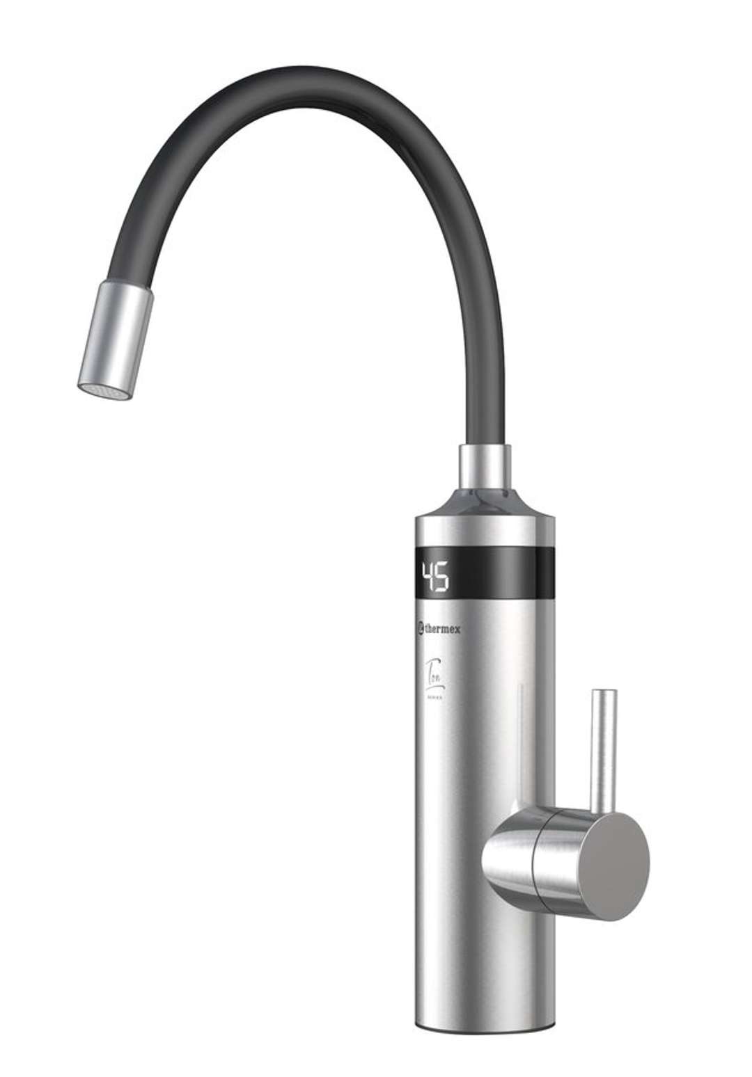 Aqualine Ton - Elektrische Spülbeckenarmatur 3 Kw, Schwarz/edelstahl 211085