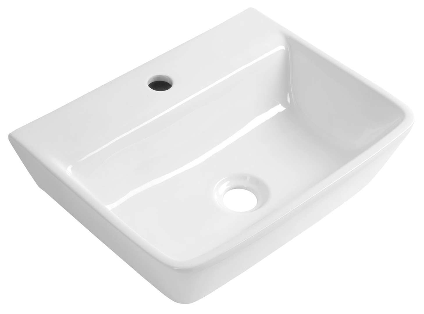 Aqualine Reema - Waschbecken 45x35 Cm, Ohne Überlauf, Hahnloch, Weiß Np440
