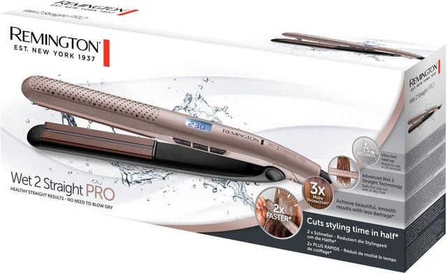Remington Glätteisen S7970 WET 2 STRAIGHT PRO Keramik-Beschichtung, für gesunde Ergebnisse in der 1/2 Zeit, kein Föhnen notwendig