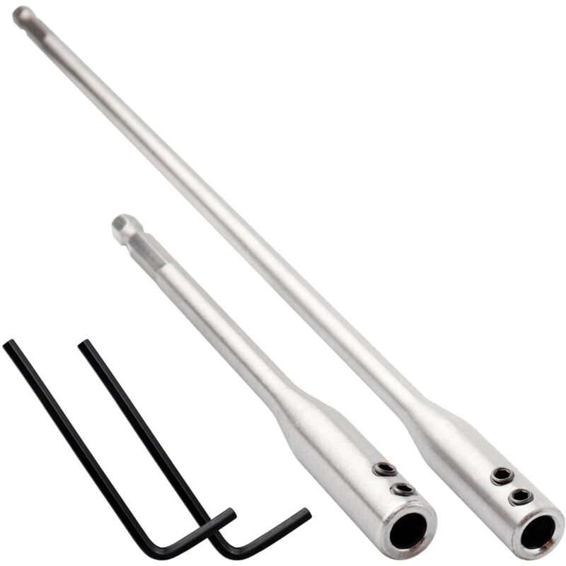 2 Stück Bohrer Verlängerung 150mm/300mm, Bohrer Verlängerung Aus Kohlenstoffreichem Stahl, Bohrmaschine Verlängerung 1/4", Holzbohrer Verlängerung 6,35mm, Schaftverlängerung Mit 2 Inbusschlüsseln