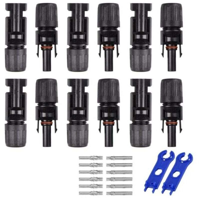 6 Paare Mc4 Stecker/buchse Mit Doppelringen, Wasserdicht, Solarmodul-kabelverbinder