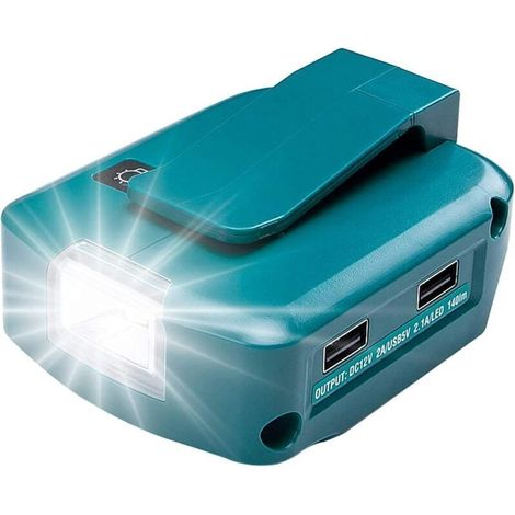 Adp05 Stromversorgung Für Makita 18-v-lithium-ionen-akku, Yex-bur Usb-ladegerät-adapter Mit Zwei 5-v/2,1-a-usb-anschlüssen, 12-v/2-a-dc-anschluss Und Arbeitsleuchte