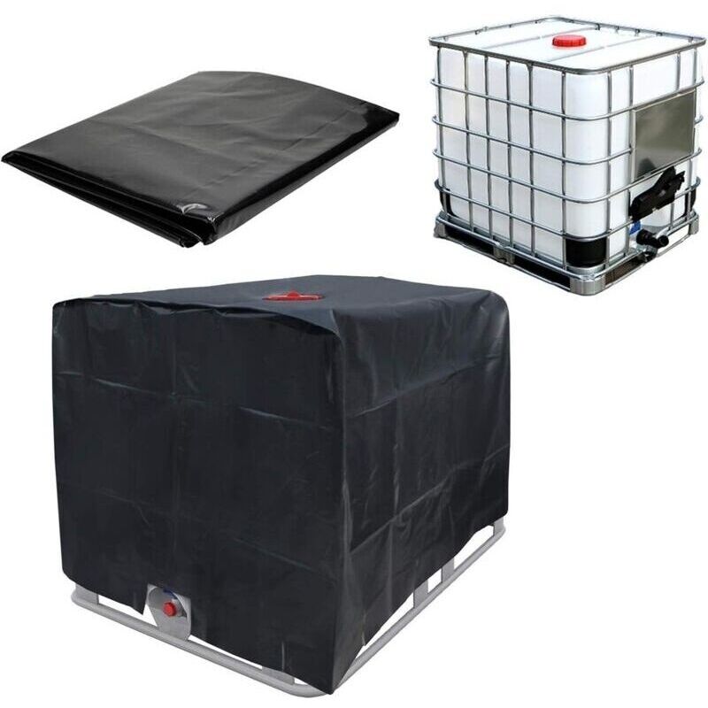 Abdeckung Für Gartenmöbel. Ibc-wassertank-schutzplane - Schwarz - Oberer Deckel Und Ventil Bleiben Frei - Für 1000l-tanks - Ibc-tank-abdeckplane