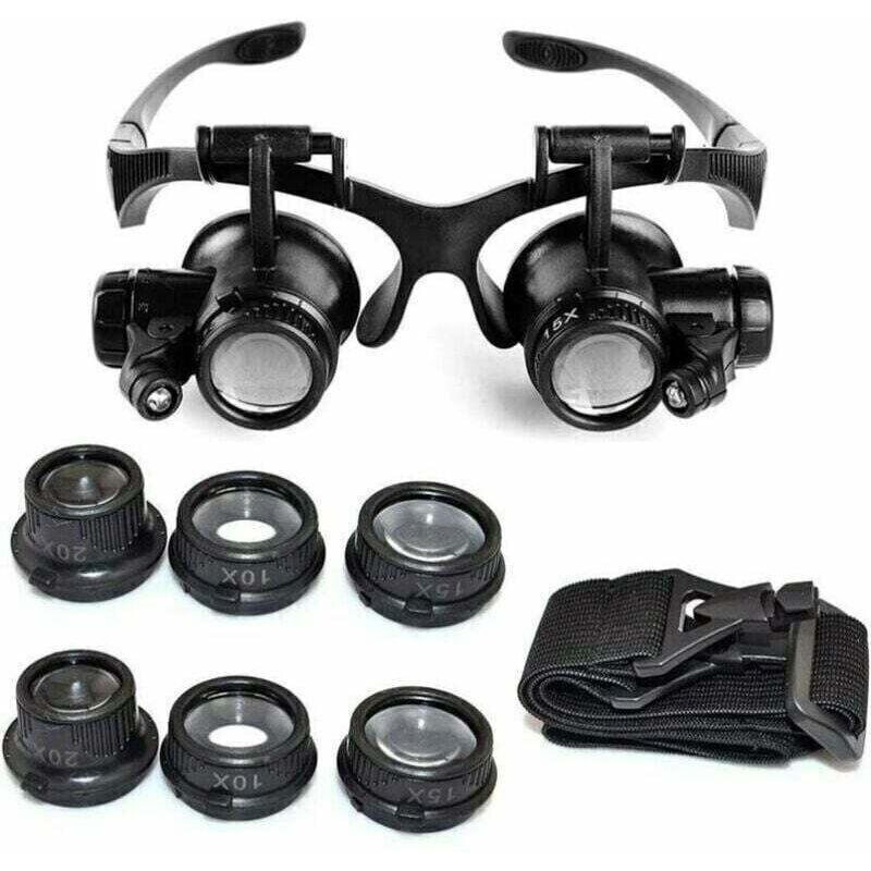 Loupe Stirnlampe Lupe Brille Vergrößernde Gläser Led-beleuchtung Vergrößerungen Von 10x, 15x, 20x Und 25x