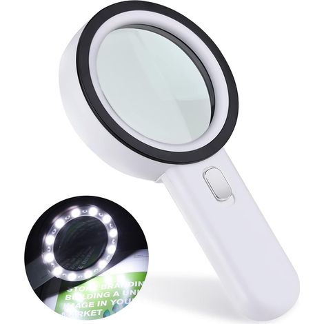 Loupe Lecture, Loupe Grossissante 12 Led Loupe 30x, Große Beleuchtete Lupe Taschenlupe Für Juweliere, Uhrmacher, Handwerk, Kinder, Senioren Usw.