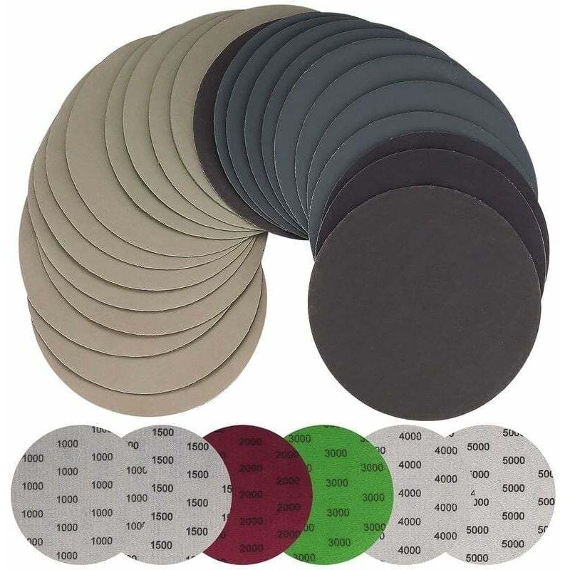 30 Stück 125 Mm Schleifpapier, Trocken/nass. Runde Schleifscheiben. Polierpads Für Exzenterschleifer, Schleifblätter Für Metall Und Holz - Körnung 1000/1500/2000/3000/4000/5000