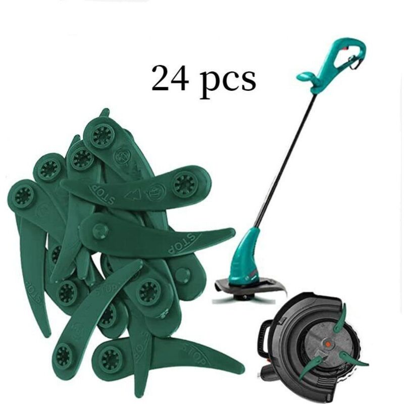 2er-pack Mit 24 Kunststoff-schneideblättern. Rosyfate Kunststoff-schneideblätter Für Bosch Durablade Art 23-18 Li Und Art 26-18 Li. Schneideblätter Als Zubehör Für Rasentrimmer – (grün)