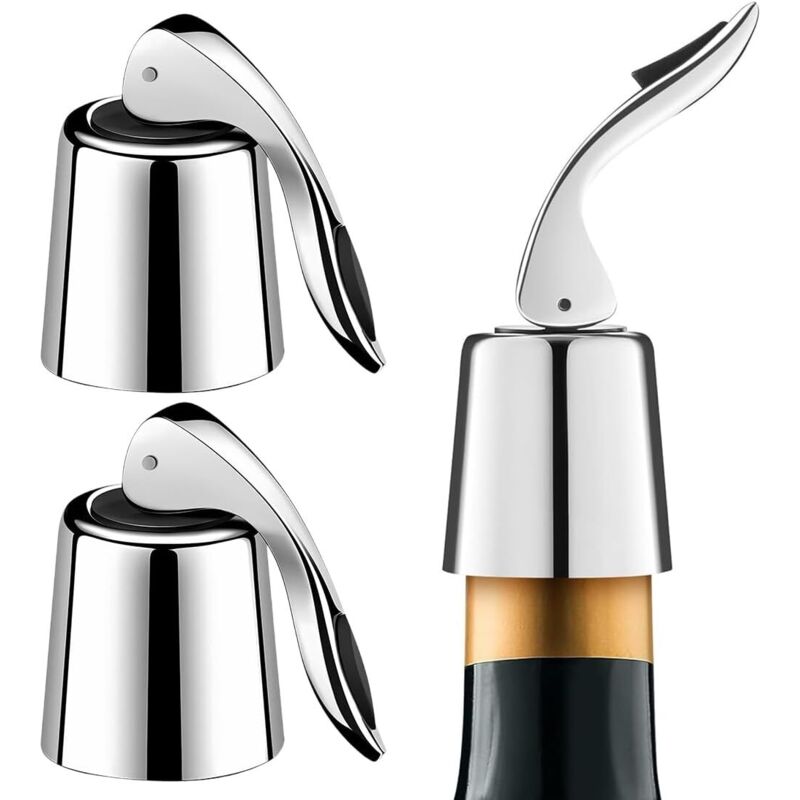 2 Stück Weinflaschenverschluss Aus Edelstahl, Sprudelschutz, Dekorative Weinaccessoires, Auslaufsicher, Hält Die Frische