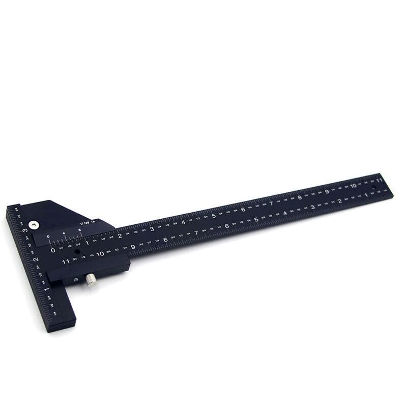 Multifunktionale Holzwerker-lineal, T-förmige Aluminiumlegierung-lineale, Anreißwerkzeug Für Die Holzbearbeitung, Diy-werkzeuge - Schwarz