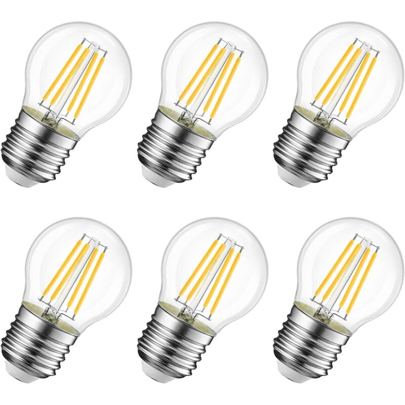 6w Led-glühfadenlampe E27 G45, Entspricht 60w Glühlampe, 806lm 3000k Warmweiß, Vintage Edison Lampe, Nicht Dimmbar, 6er-pack