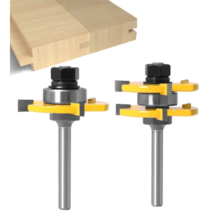 6mm Paarige Zungenfräser Und Nutfräser-set, 3-zahn T-nut-fräser Für Holzbearbeitung (6mm)