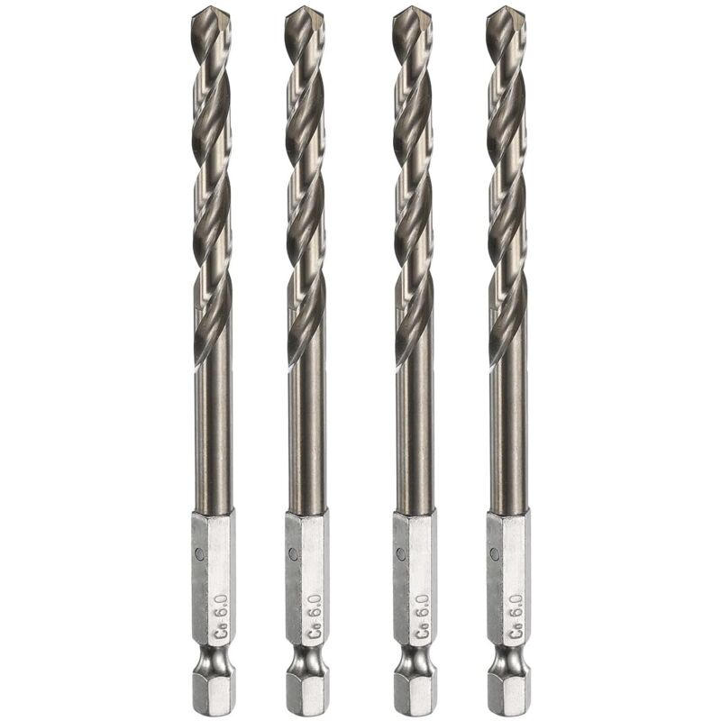4 Stück Hss-bohrer Mit 6 Mm/0,24 Zoll Durchmesser Und 1/4-zoll-sechskantschaft Für Schnellen Wechsel, Geeignet Für Kupfer, Aluminium Und Zinklegierung