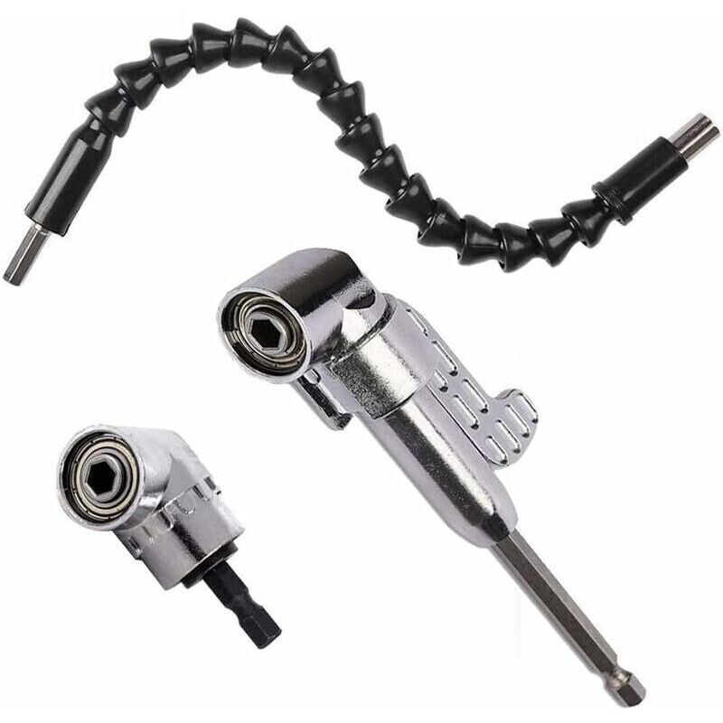 Foret À Angle Droitet. 1 Stück 30 Cm Flexibler Bohrer, Winkelvorsatz-kit Mit 105 Grad, Magnetischer Schnellwechsel-hex 6 Mm (1/4 Zoll) Für Elektrische Bohrmaschine (1 Stück Kurz + 1 Stück Lang)