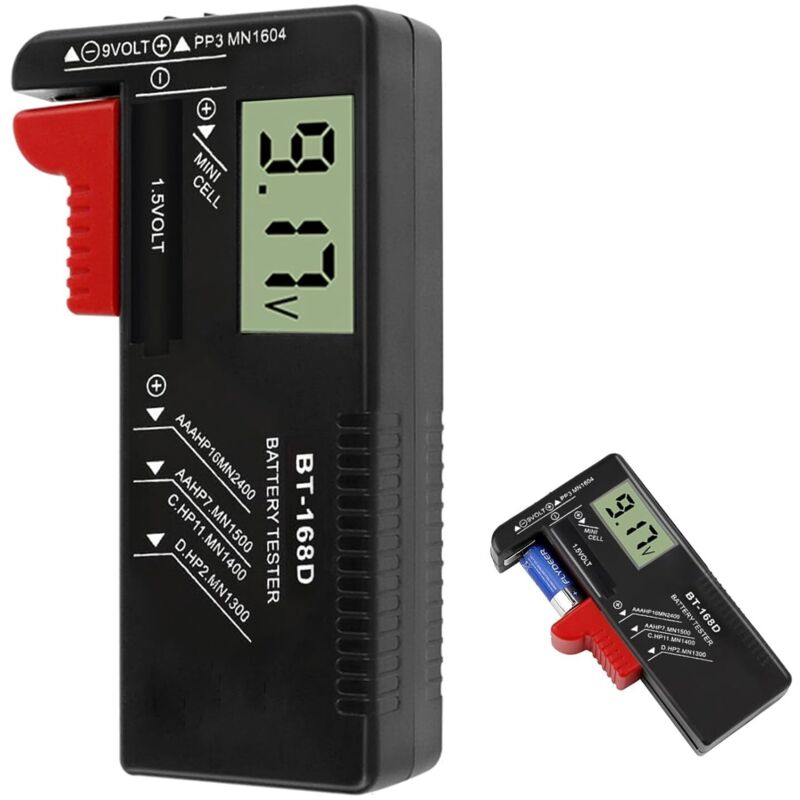 Universeller Digitaler Batterie- Und Akkutester Bt-168d Mit Lcd-bildschirm, Ladungstester Für Aa-, Aaa-, C-, D- Und 9-v-batterien (1,5 V), Kompakter Und Tragbarer Batterietester Für Den Hausgebrauch