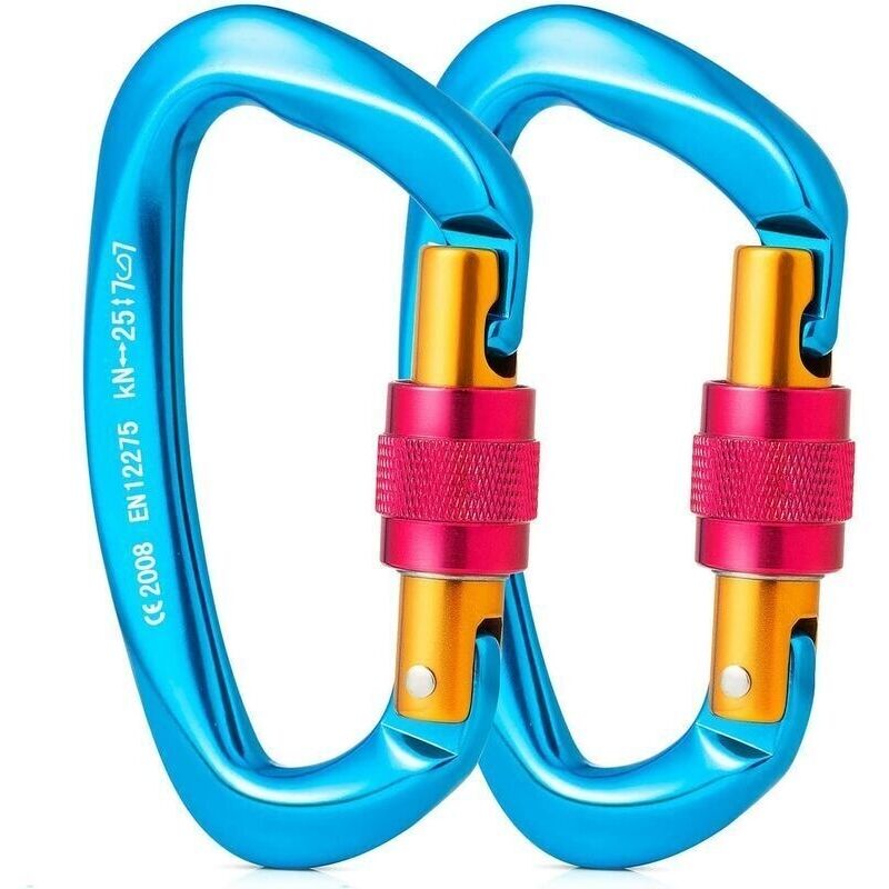 Drehverschluss-karabiner. 2 Selbstsichernde Aluminiumkarabiner. D-förmiger Karabiner Für Den Alpinismus