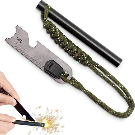 Pierre A Feu Kit 7-in-1, Feuerstarter Für Survival, Magnesium-feuerstein-kit, Feuerstein Mit 10 Mm Durchmesser, Survival-feuerstein Mit Multi-tool-schaber Für Camping, Wandern, Survival-kit