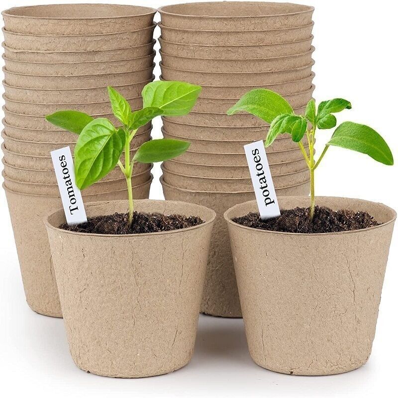 50 Stück Biologisch Abbaubare Töpfe. Kleine Fasertöpfe. Gartenanbau-set. Anzuchttöpfe Und Kompostierbar Zum Keimen Ohne Plastik Und Torf