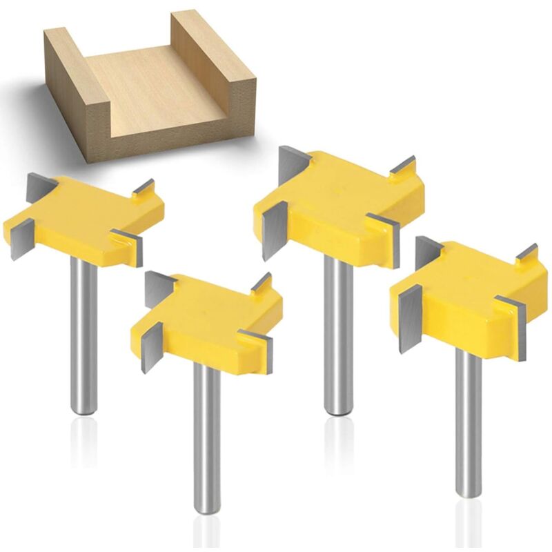6mm Oberflächenfräser, Satz Mit 4 Flügelfräsern, Carbide-flachfräser Aus Wolframkarbid Für Die Holzbearbeitung, 4 Stück (gelbe Farbe)