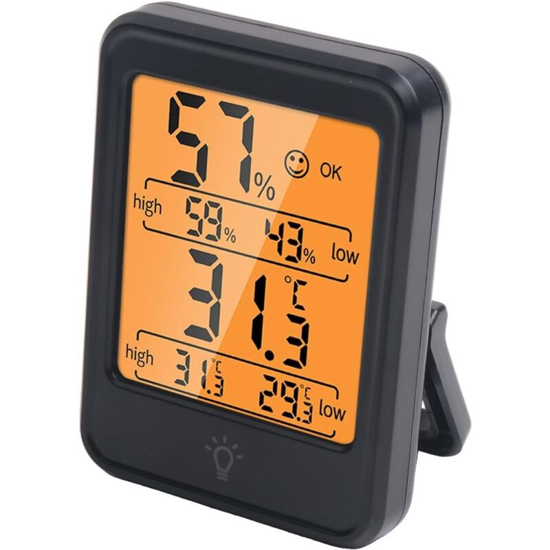 Digitaler Hygrometer Und Thermometer Mit Hintergrundbeleuchtung, Innenraum-temperatur- Und Luftfeuchtigkeitsmonitor Für Das Zuhause, Genauigkeit ±1°c/±5% Rh, 2 Aaa-batterien (nicht Enthalten), Schwarz